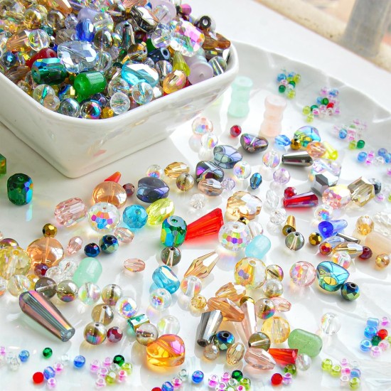 Perles de verre assorties d'une demi-livre pour la fabrication de bijoux, perles de cristal colorées de 2 à 16 mm pour bracelets, travaux manuels, bricolage, fournitures de fabrication de bijoux en vrac