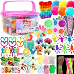 Lot de 160 jouets Fidget, cadeaux de fête pour enfants de 8 à 12 ans, mini jouet sensoriel pour autisme, sac à cadeaux, boîte à trésors, prix scolaires, fournitures de fête d'anniversaire, friandises d'Halloween, cadeaux de Noël pour garçons et filles de 