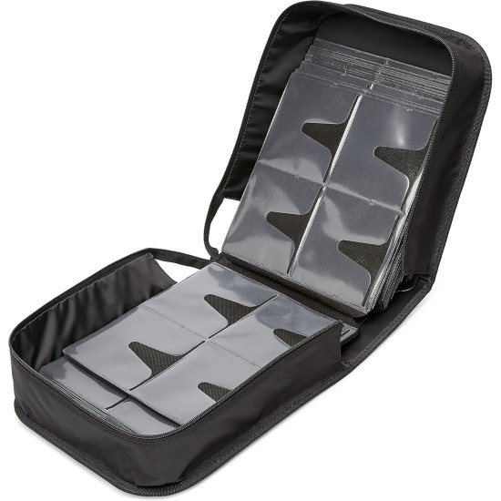 Amazon Basics Classeur de rangement portable pour CD/DVD en polyester avec poignée, capacité 400, noir