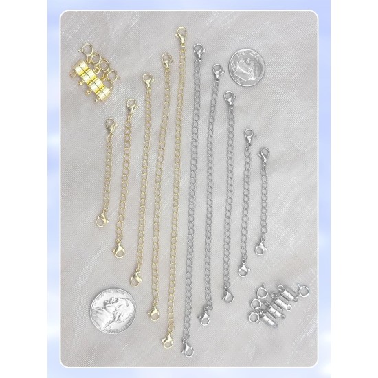 Rallonge de collier et fermoir de collier magnétique, rallonges de chaîne en or et en argent pour colliers, bracelets, bijoux