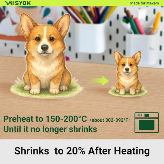 WISYOK 30 pièces film rétractable, feuilles de plastique rétractables pour l'artisanat, la fabrication de bijoux, les projets de classe, les cadeaux personnalisés, la décoration intérieure, 8,2x5,8 pouces