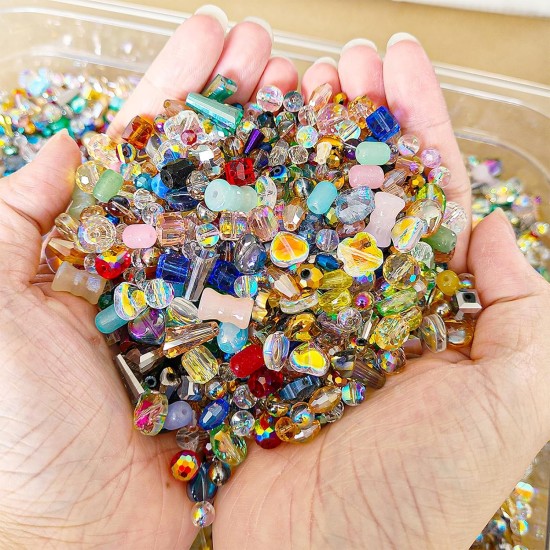 Perles de verre assorties d'une demi-livre pour la fabrication de bijoux, perles de cristal colorées de 2 à 16 mm pour bracelets, travaux manuels, bricolage, fournitures de fabrication de bijoux en vrac