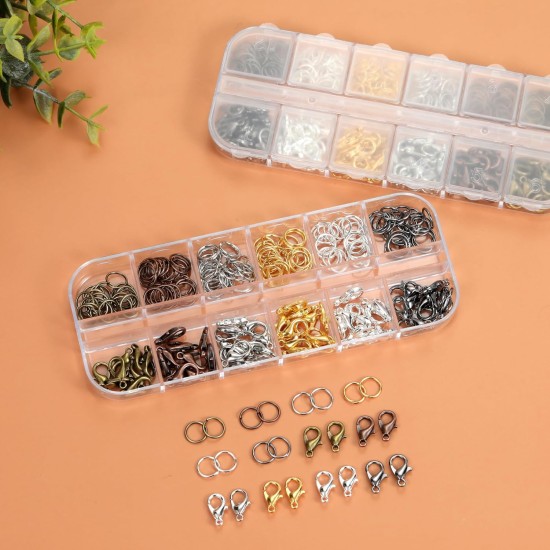 Ensemble de fermoirs à pince de homard et d'anneaux de saut ouverts, fermoirs à homard de 6 couleurs pour la fabrication de bijoux, porte-clés et bracelets