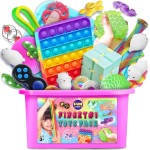 FunKidz Fidget Box pour filles et garçons, pack de jouets sensoriels mystère pour soulager le stress, cadeaux de fête pour enfants, prix de classe, voyage, camping avec étui portable FunKidz Fidget Box pour filles et garçons, pack de jouets sensoriels mystère pour soulager le stress, cadeaux de fête pour enfants, prix de classe, voyage, camping avec étui portable