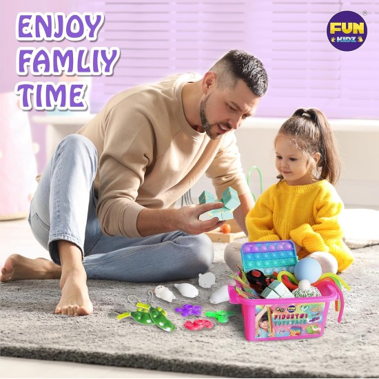 FunKidz Fidget Box pour filles et garçons, pack de jouets sensoriels mystère pour soulager le stress, cadeaux de fête pour enfants, prix de classe, voyage, camping avec étui portable FunKidz Fidget Box pour filles et garçons, pack de jouets sensoriels mystère pour soulager le stress, cadeaux de fête pour enfants, prix de classe, voyage, camping avec étui portable