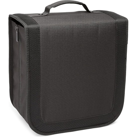 Amazon Basics Classeur de rangement portable pour CD/DVD en polyester avec poignée, capacité 400, noir