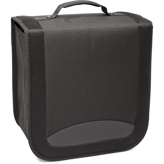 Amazon Basics Classeur de rangement portable pour CD/DVD en polyester avec poignée, capacité 400, noir