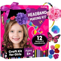 Kit de fabrication de bandeaux pour filles – Créez vos propres bandeaux tendance pour enfants – Accessoires pour cheveux DIY pour filles de 4 à 6 ans – Arts et travaux manuels, meilleures idées de cadeaux d'anniversaire – Cadeau artistique pour fille de 4