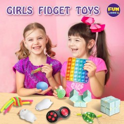 FunKidz Fidget Box pour filles et garçons, pack de jouets sensoriels mystère pour soulager le stress, cadeaux de fête pour enfants, prix de classe, voyage, camping avec étui portable FunKidz Fidget Box pour filles et garçons, pack de jouets sensoriels mystère pour soulager le stress, cadeaux de fête pour enfants, prix de classe, voyage, camping avec étui portable