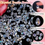 Lot de 600 perles en verre cristal pour la fabrication de bijoux, perles en cristal avec boîte, assortiment de bicônes, rondelles, cubes, gouttes et perles d'espacement pour bricolage, bracelets, colliers, boucles d'oreilles, 4/6/8 mm, couleur AB