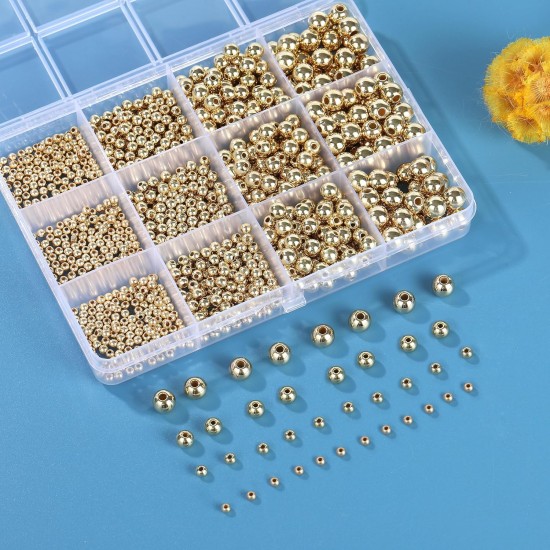 1100 pièces de perles rondes lisses-3/4/6/8mm, entretoise dorée, Kits de perles amples pour la fabrication de bracelets et de bijoux 1100 pièces de perles rondes lisses-3/4/6/8mm, entretoise dorée, Kits de perles amples pour la fabrication de bracelets et de bijoux