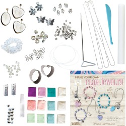 Hapinest Créez votre propre kit de fabrication de bijoux en argile pour filles, créez 3 bracelets et 3 colliers Hapinest Créez votre propre kit de fabrication de bijoux en argile pour filles, créez 3 bracelets et 3 colliers