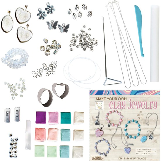 Hapinest Créez votre propre kit de fabrication de bijoux en argile pour filles, créez 3 bracelets et 3 colliers